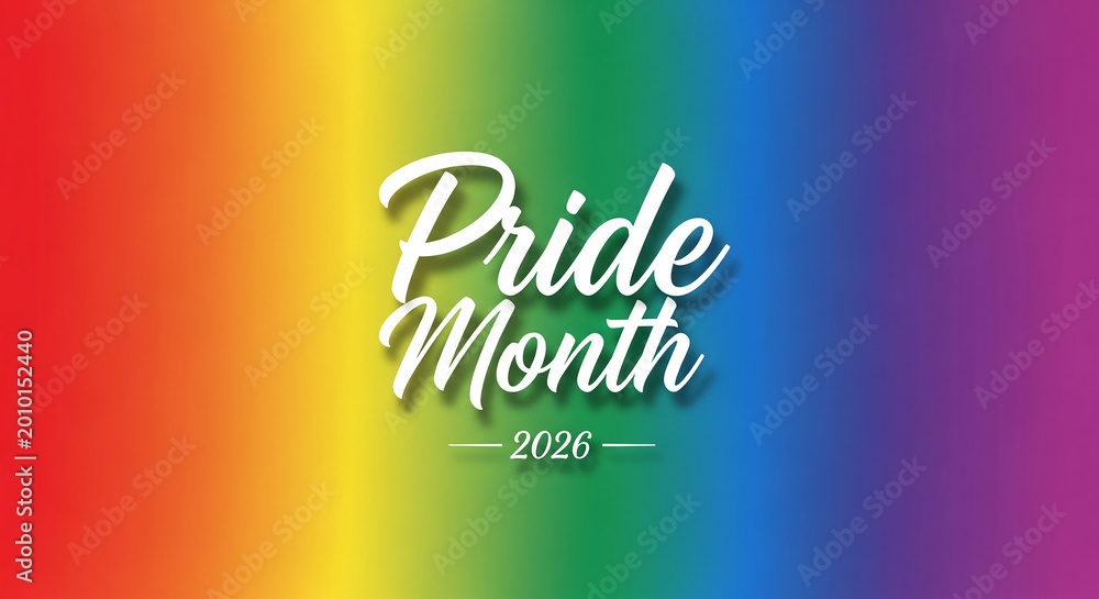 Fototapeta premium Rainbow gradient background with white text 