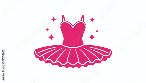 Bild auf Leinwand Pink ballet tutu, dance costume, vector illustration, fashion icon, sparkly desi