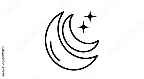 Photos Moon Phases, Crescent Moon, Night Sky, Starry Vector Icon