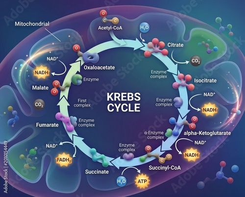 Mitochondrial Krebs Cycle A Visual Representation of Cellular Respiration and ATP Production