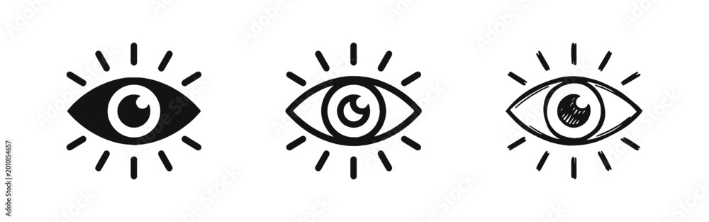 Obraz premium Vision and Insight Eye Icons - Look Visibility and Observation Symbols