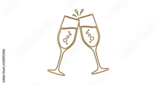 Foto Golden champagne glasses, clinking wine glasses, celebration icons, luxury drink