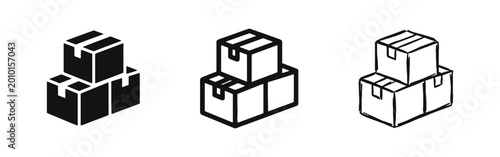 Foto Shipping Cardboard Boxes Icon Set for Logistics, Delivery and Moving