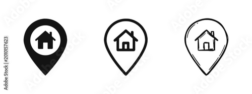 Obraz na plátne Home Location Pin Icon Set for Real Estate and Property Finder Vector
