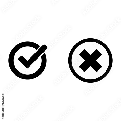 Approval and rejection decision icons flat design vector