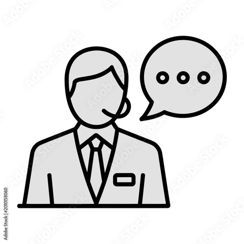 Business professional with speech bubble thinking vector flat design