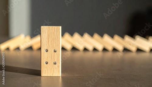 Wooden Domino Upright Fallen Line Domino Effect Chain Reaction Visuals
