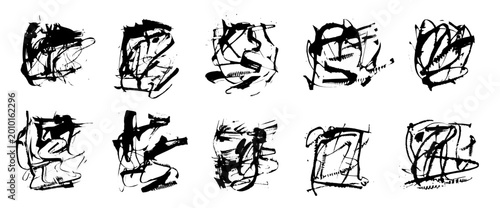 Foto Grunge square ink spots backgrounds set