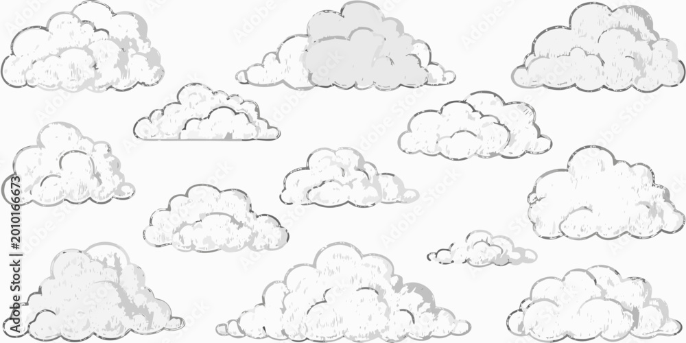 Fototapeta premium hand drawn clouds collection on white background sketch style