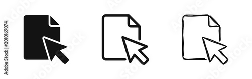 Fotografie Document File with Mouse Cursor Arrow Pointer Icon Set