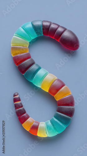 Delightful Gummy Candy Worm: A Colorful and Chewy Treat Perfect for Any Occasion, Evoking Nostalgia with Its Fun Shape and Vibrant Hues - An Eye-Catching Dessert Delight!