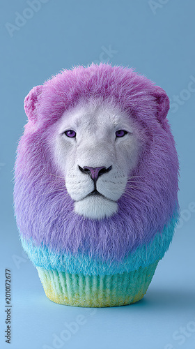 Delightful and Whimsical Lion Cupcake: A Surreal Treat Blending Fantasy and Dessert in Vibrant Colors for a Fun and Creative Experience