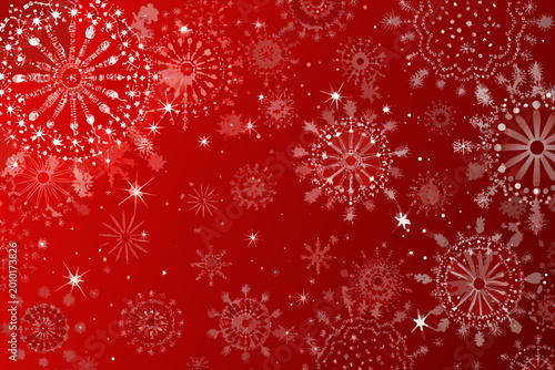 Canvas-taulu Red snowflake background with festive winter and holiday patterns