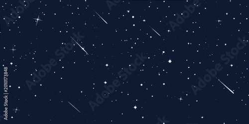 Tableau sur toile starry night sky with shooting stars dark blue background