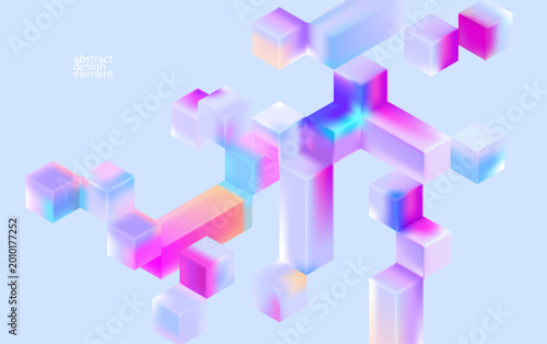 Abstract background of 3D squares and rectangles in liquid glass style. Vector design elements.