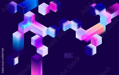 Abstract background of iridescent and glass geometric shape in liquid glass style. Vector technology wallpaper.