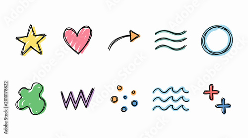 Tableau sur toile The icon pack features various colorful symbols on a white background for design