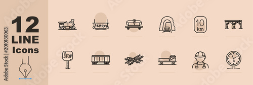 Schilderij op canvas Railway infrastructure set icon