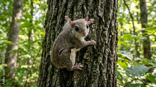 Squirrel Gliding Portrait of a Southern Flying Squirrel Clinging to Tree