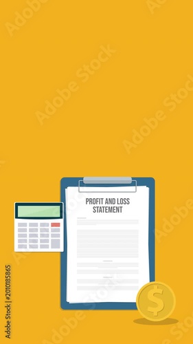 Profit And Loss Financial Report Accounting Business Finance Concept Animation With Calculator And Document