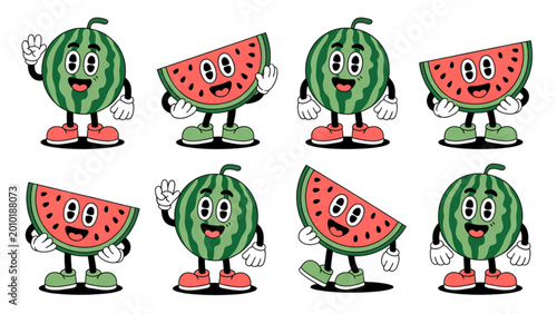 Fényképezés Set of six animated cartoon aliens playing baseball with colorful hats and poses
