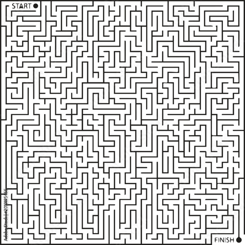 Slika na platnu Complex maze with start and finish points blind alley black and whit