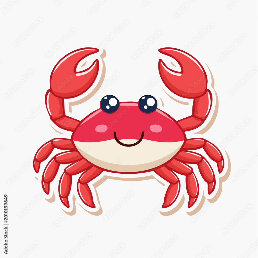 Fototapeta premium Cute Cartoon Crab Illustration