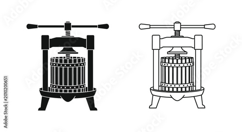Εκτύπωση καμβά Ice press silhouette black and white graphic illustration high quality professio