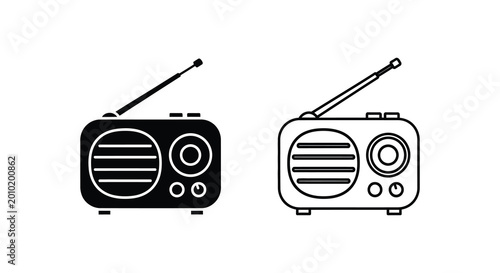 Vintage radio silhouette on a white background high quality professional detailed