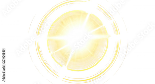 A bright, glowing circular light source surrounded by concentric rings and dark, metallic structural in a tunnel-like view