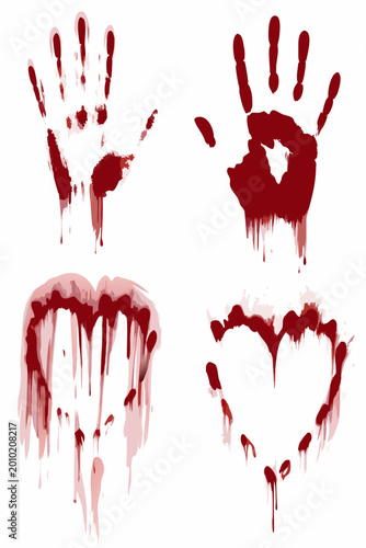 Foto collection of red handprint and mouth stain vector illustrations