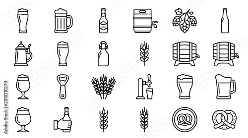 Schilderij op canvas Set of beer icons for bars and pubs - a collection of vector illustrations