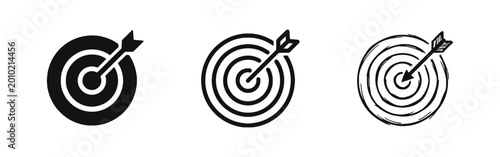 Foto Target with Arrow Objective and Success Icons Set