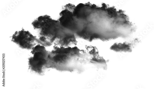 Canvastavla Dark smoke clouds on white background.