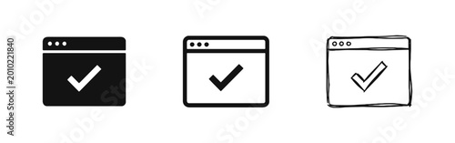 Schilderij op canvas Website Success and Verified Browser Icon Set in Three Styles