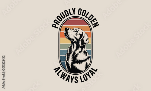 Foto Golden retriever loyalty badge with pride and sunset gradient for pet brand mark