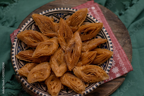 Canvas Print Crimean Tatar Baklava, a traditional pastry in bowl