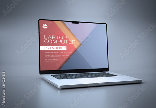 Modern Laptop Mockup Isolated on Grey Background