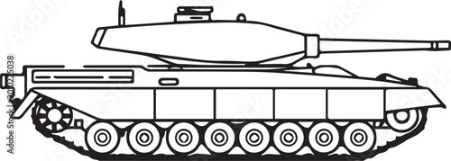 Foto An detailed illustration showcases a powerful battle tank, a symbol of military might and defense technology, its design offering a glimpse into armored warfare
