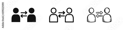 Communication and Interaction Icon Set in Three Styles