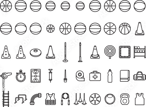 A detailed illustration of essential equipment used in sports and fitness activities.
