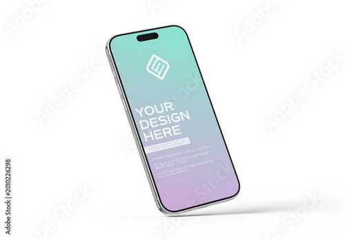 Floating Glossy Smartphone with Editable Shadow and Background Mockup