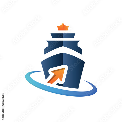 Cruise Ship Travel Vector Logo