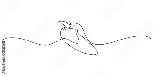 Fotografie Minimalist Continuous One Line Drawing of a Chili Pepper, Representing Spicy Foo
