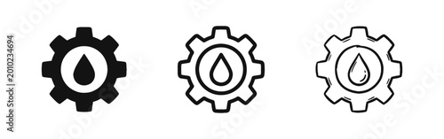 Obraz na plátně Oil drop inside gear icon set for industrial lubrication, maintenance and engine