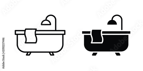 Schilderij op canvas Bath tub icon vector pack in black color. Editable icons.