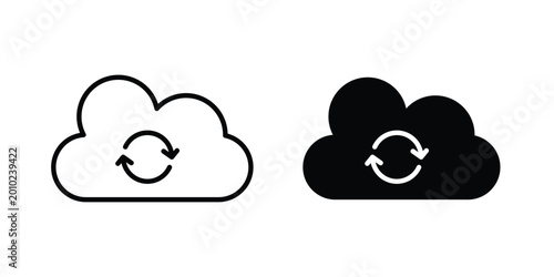 Konstfotografi Cloud sync icon vector pack in black color. Editable icons.