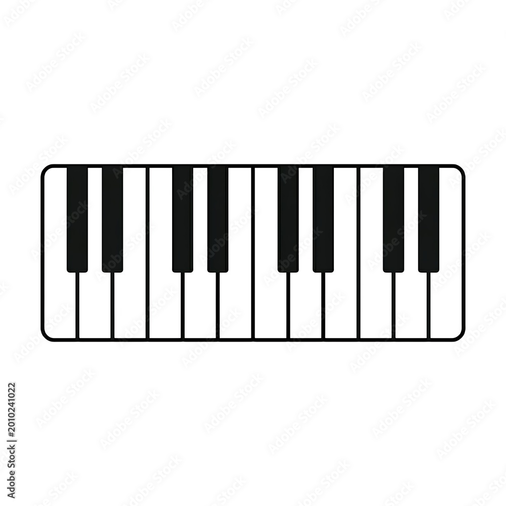 Fototapeta premium Black and white piano keys isolated on white background