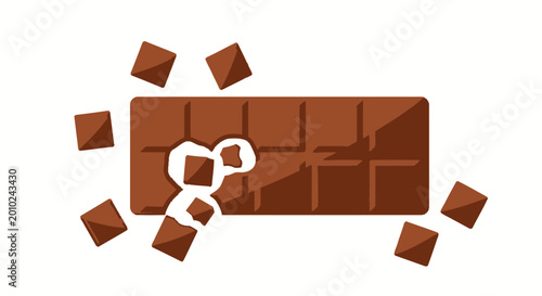 Chocolate bar with broken pieces.