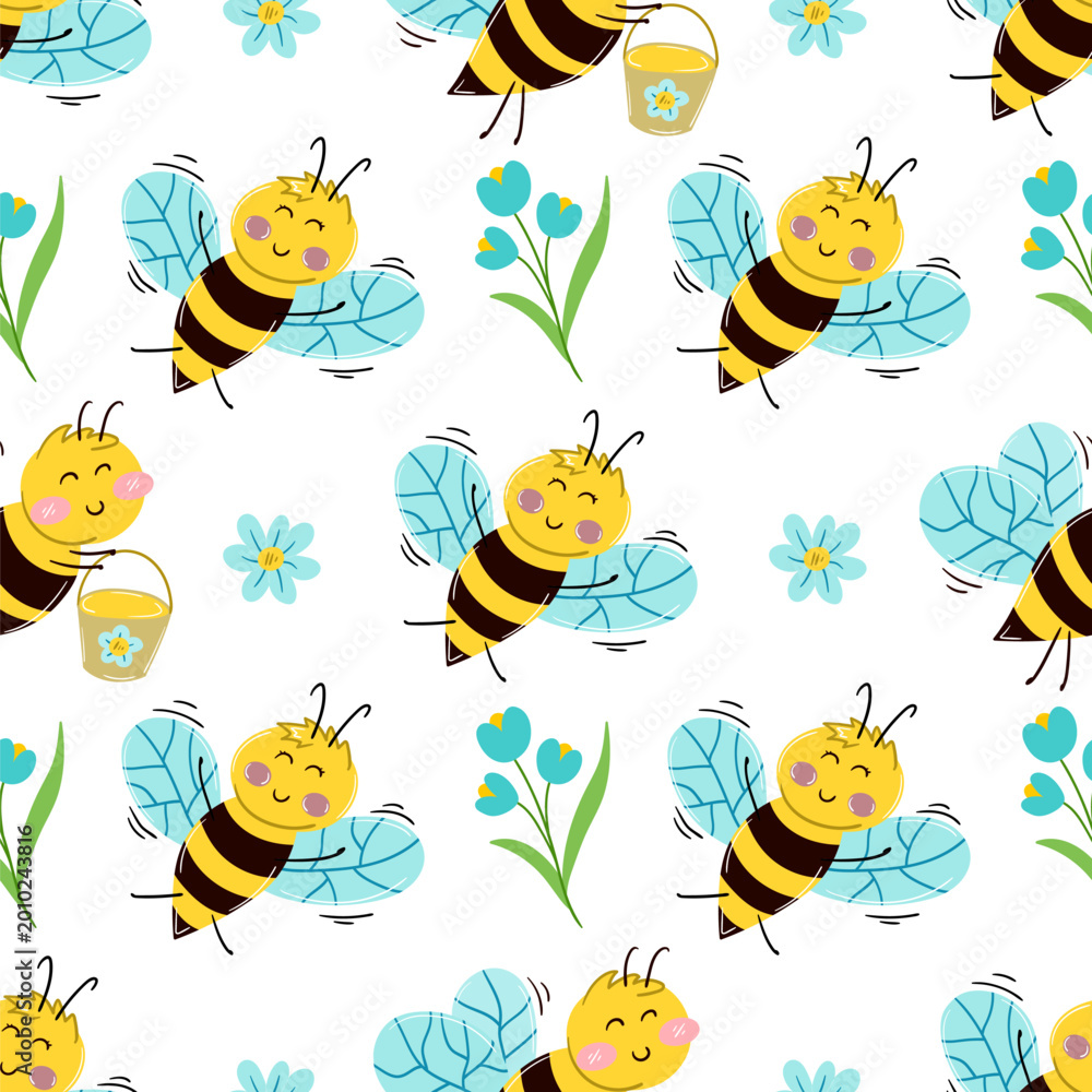 Fototapeta premium Seamless pattern. Spring print perfect for children's textile design, decor